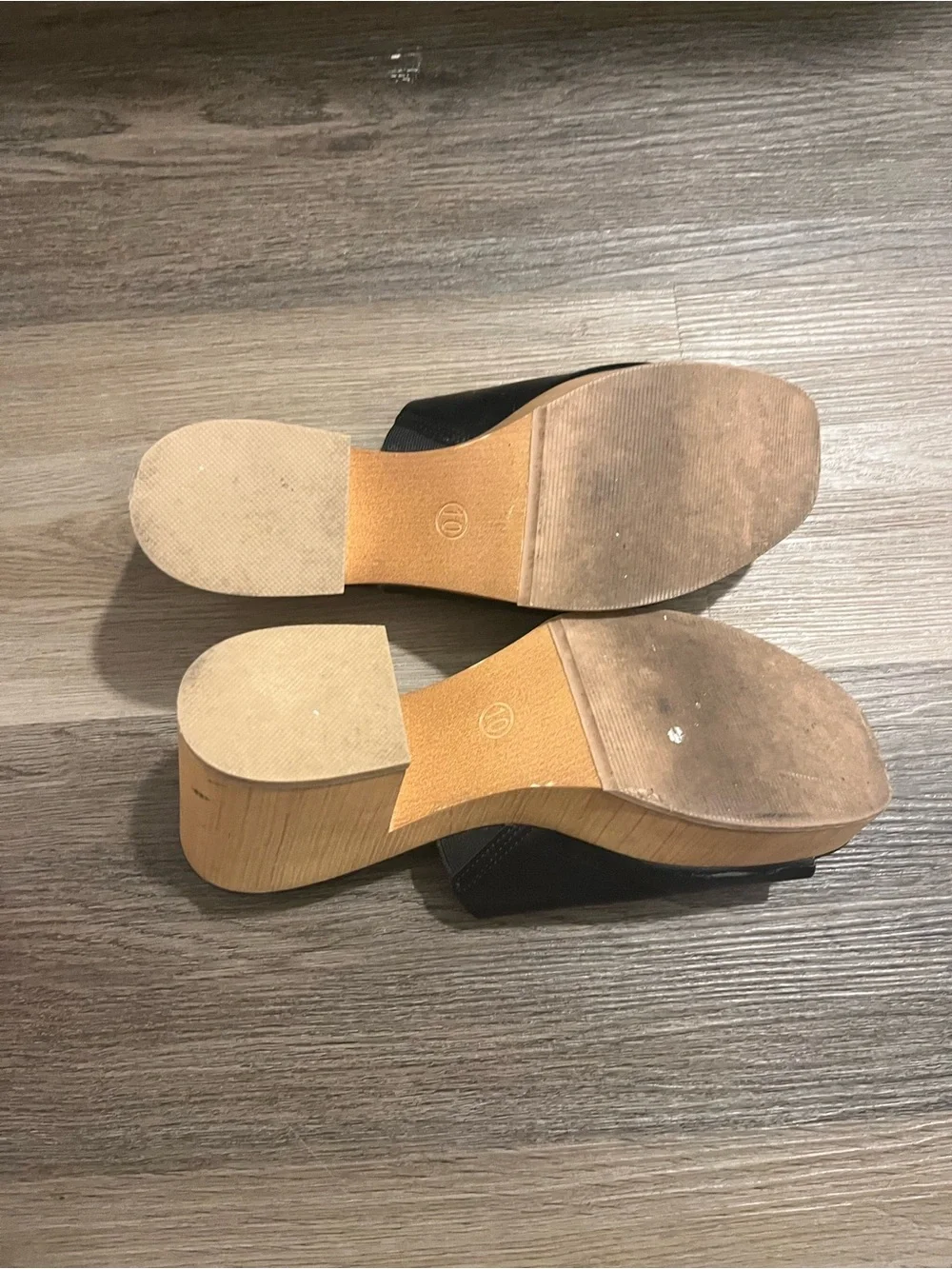 Black Leather Open-Toe Platform Mules
